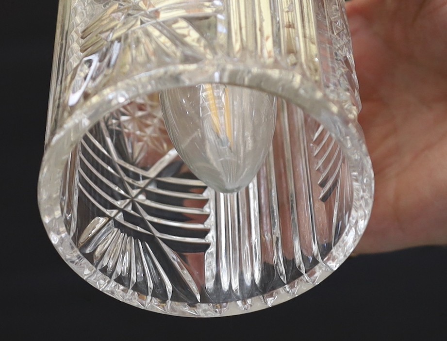 An early 20th century English brass and glass light pendant, height 26cm